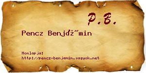 Pencz Benjámin névjegykártya